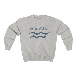 MEN'S SWEATSHIRT River Folk/ Oversize/ River Town/ Bridge/ Tubing/ Camping/ Fishing/ Kayaking image 6