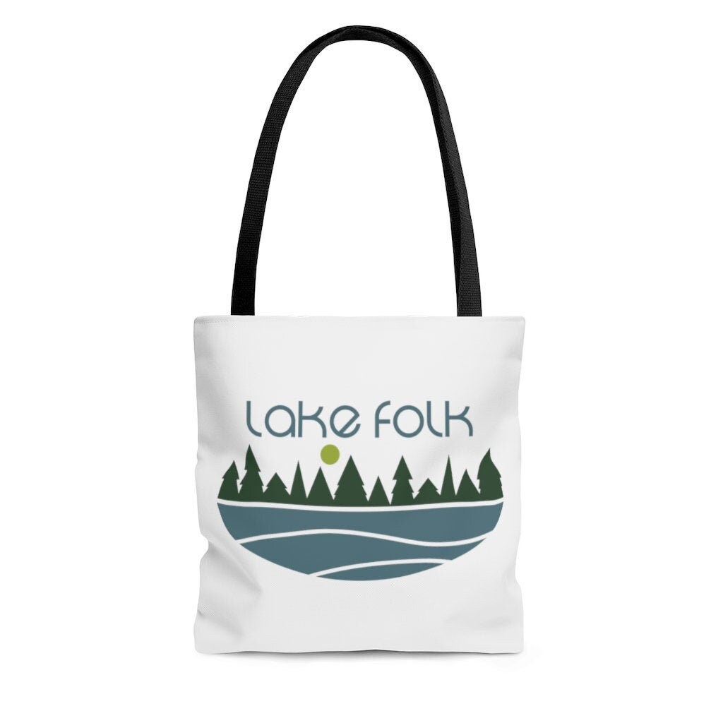 TOTE BAG Lake Folk 3 Sizes/ Day Bag/ Weekend Bag/ Lakefront/ Outdoor Adventures/ Nature/ Trail Hiking/ Cabin/ Camping/ Lake Town Tote/ Hike