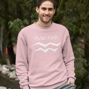 MEN'S SWEATSHIRT River Folk/ Oversize/ River Town/ Bridge/ Tubing/ Camping/ Fishing/ Kayaking image 3