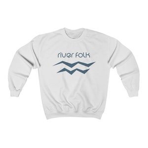 MEN'S SWEATSHIRT River Folk/ Oversize/ River Town/ Bridge/ Tubing/ Camping/ Fishing/ Kayaking image 5