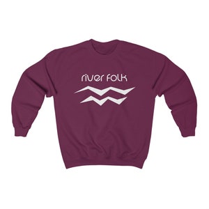 MEN'S SWEATSHIRT River Folk/ Oversize/ River Town/ Bridge/ Tubing/ Camping/ Fishing/ Kayaking image 2