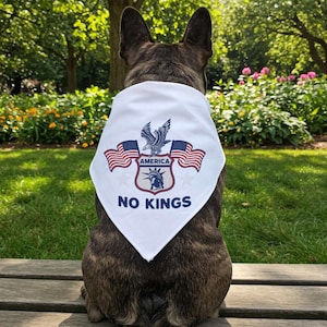 NO KINGS Pet Bandana, Subtle anti Trump dog Bandana, Political Protest accessories for Dog/Cat, Activist Dog Lady Gift, Pets against fascism