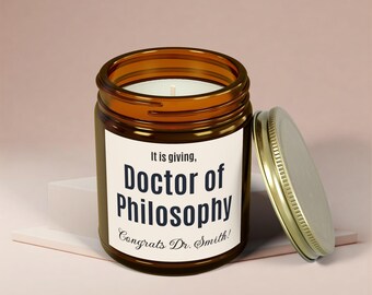 Regalo de graduación de doctorado personalizado, vela de disertación personalizada para graduados de doctorado, regalo de graduación para amigos, regalo de graduación para mejores amigos