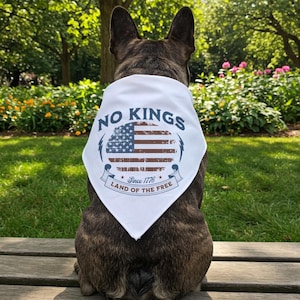 NO KINGS Pet Bandana, Subtle anti Trump dog Bandana, Political Protest accessories for Dog/Cat, 4th of July Pet Clothes, Pet against fascism
