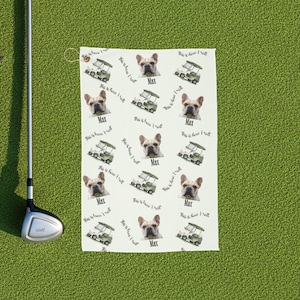 Custom Pet Golf Towel Using Pet Photo and name, Personalized Pet Golf Towels, Bootleg Dog Golf Towel,  Pet Lover Gifts, Custom Cat Golf Rag