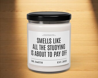 Personalized Doctor Gift Candle, Med School Graduate Medical Student Gift, Med School Acceptance Candle, PHD Graduation Gift, Bachelors Grad