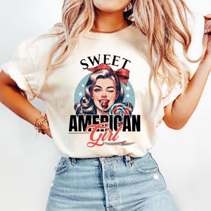 Retro 4th of July Shirt, Women fourth of July T-shirt, I love America Top, Red White Blue Patriotic Tee, USA Independence, Patriotic gifts