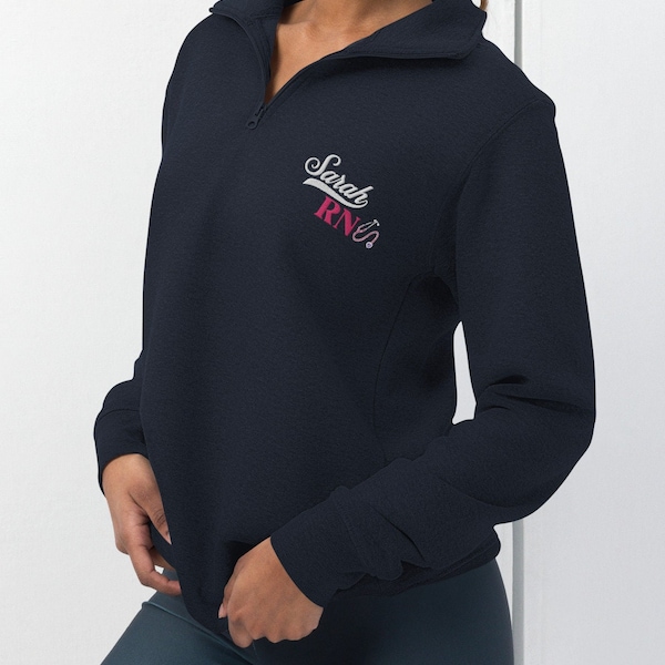 Personalized Nurse Sweatshirt for Nursing Student Graduation Gift Custom Embroidered RN Sweatshirt for Registered Nurse Quarter Zip pullover