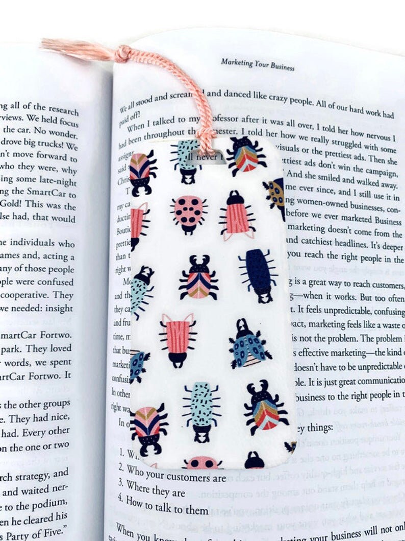 Bug Bookmark Tassel Bookmark Insect Bookmark Vegan Leather - Etsy