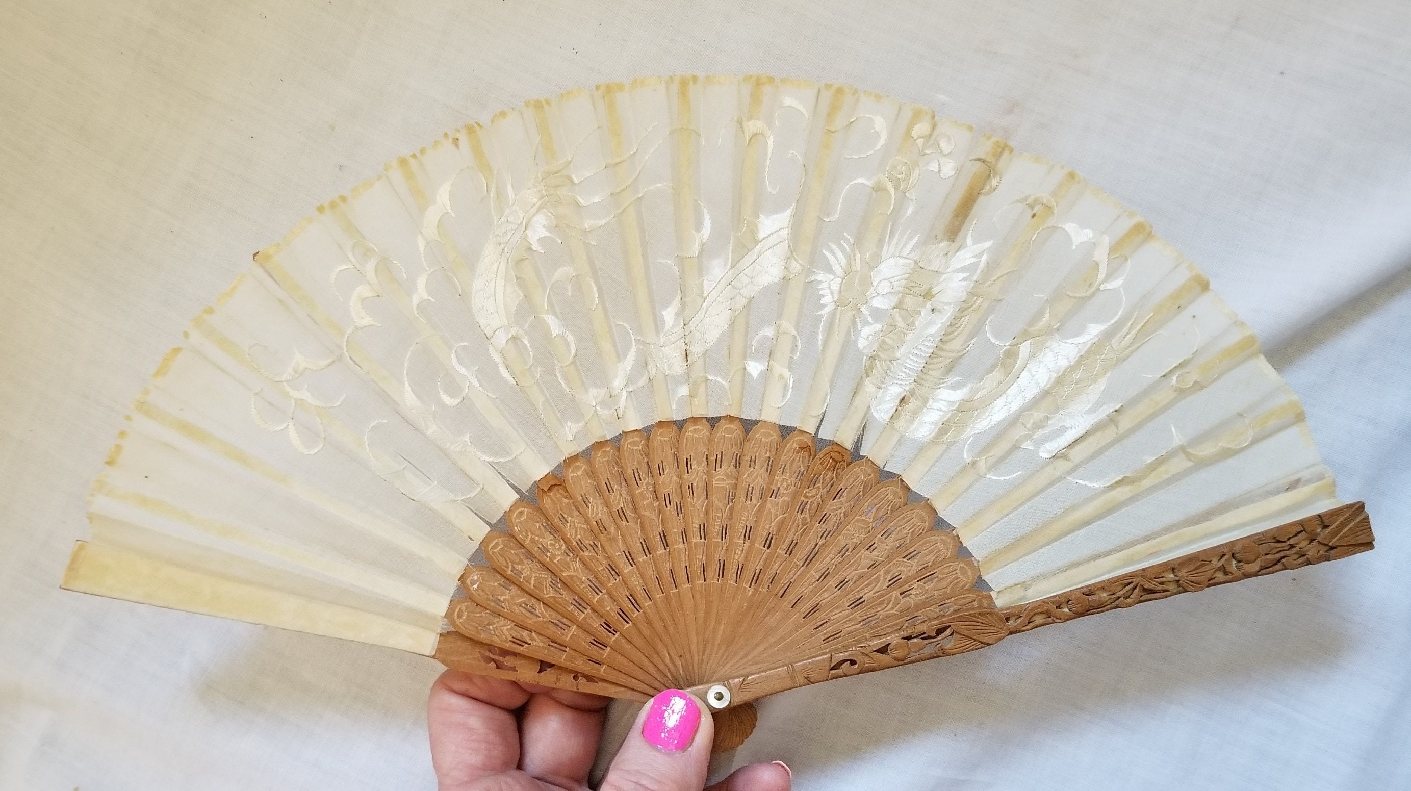 Kitsune Spun Silk Fan Czarny Dziewięcioogonowy Lis Kami