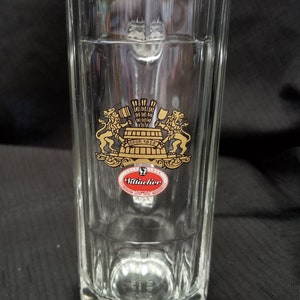 Vintage SOHM Villacher Glass Pint Beer Mug Stein ~ 6-3/8” tall x 2-5/8” wide