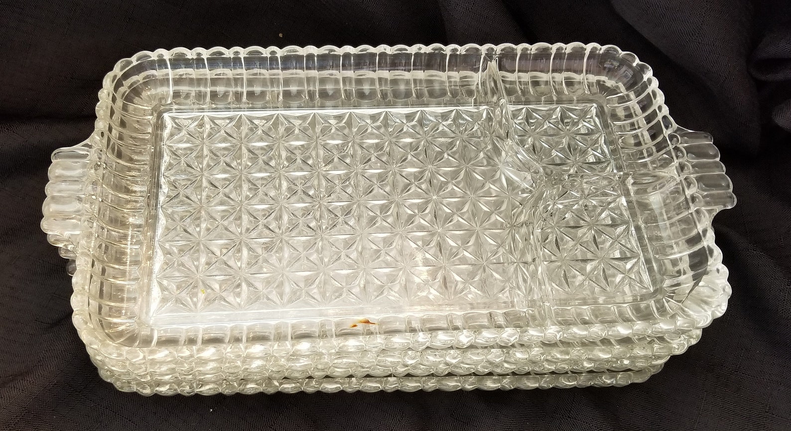 Four 4 Vintage Hazel Atlas Snack Plates Trays Glass with Etsy