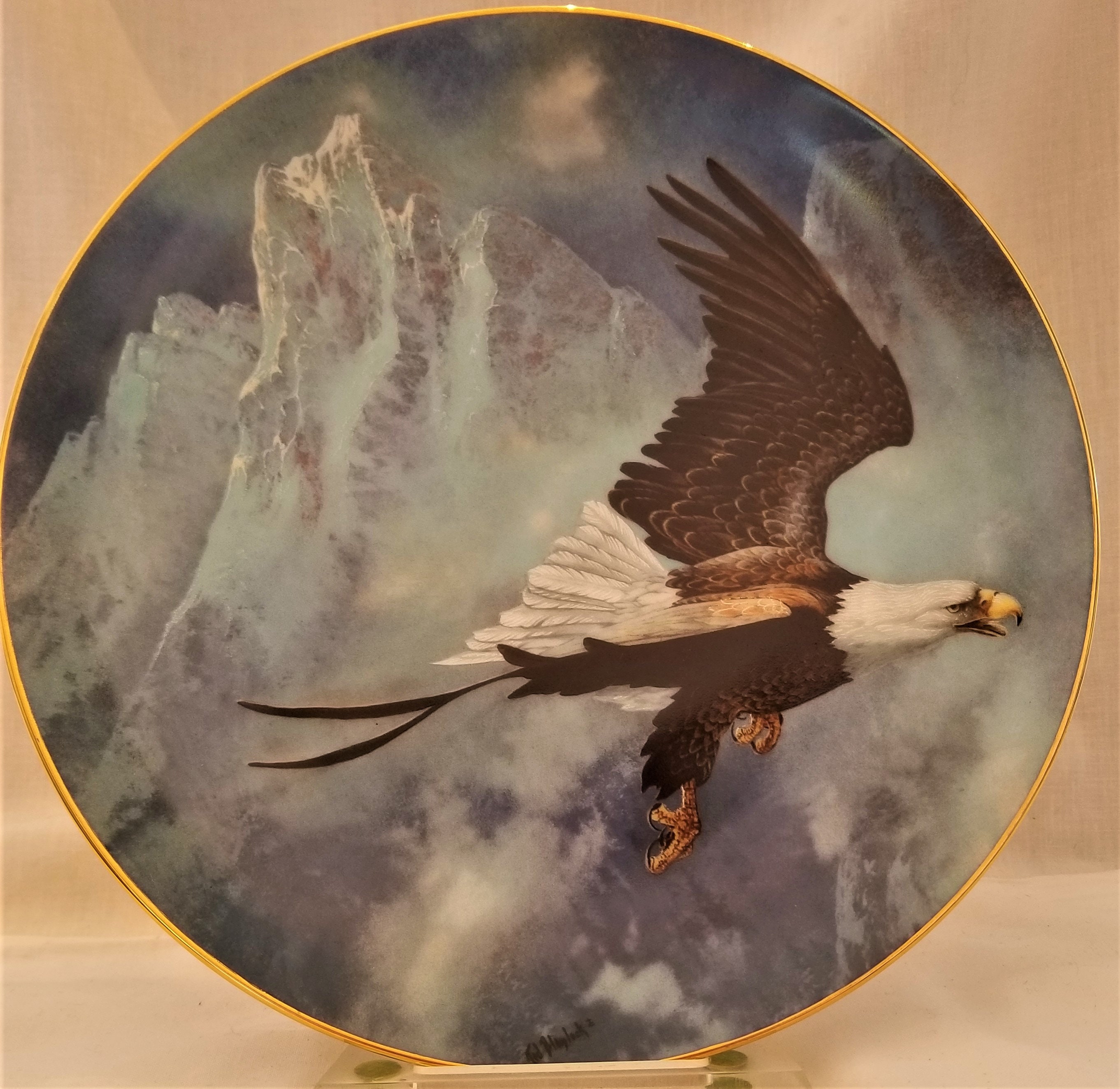 Ted Blaylock American Bald Eagle Collector Plate Hadley House W/ Hand
