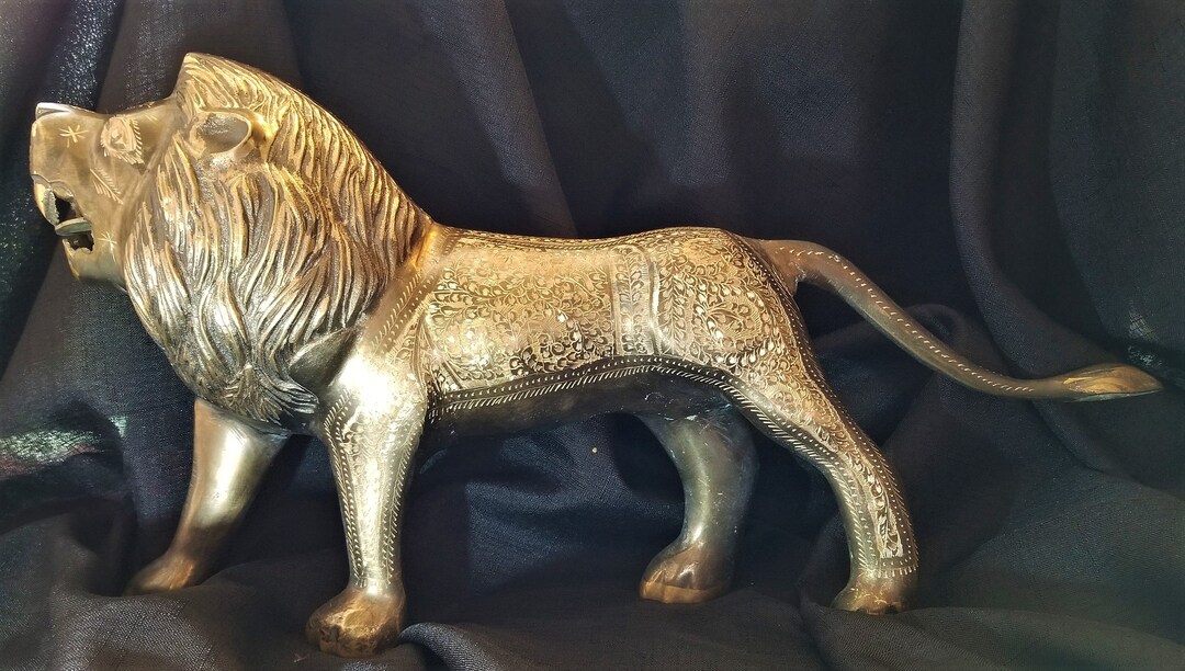 Large Brass Lion Sculpture/statue 101/2 H X 191/2 L Etsy