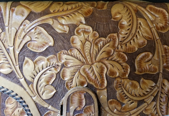 Vintage Mexican Hand Tooled Leather Purse ~10-1/2… - image 7