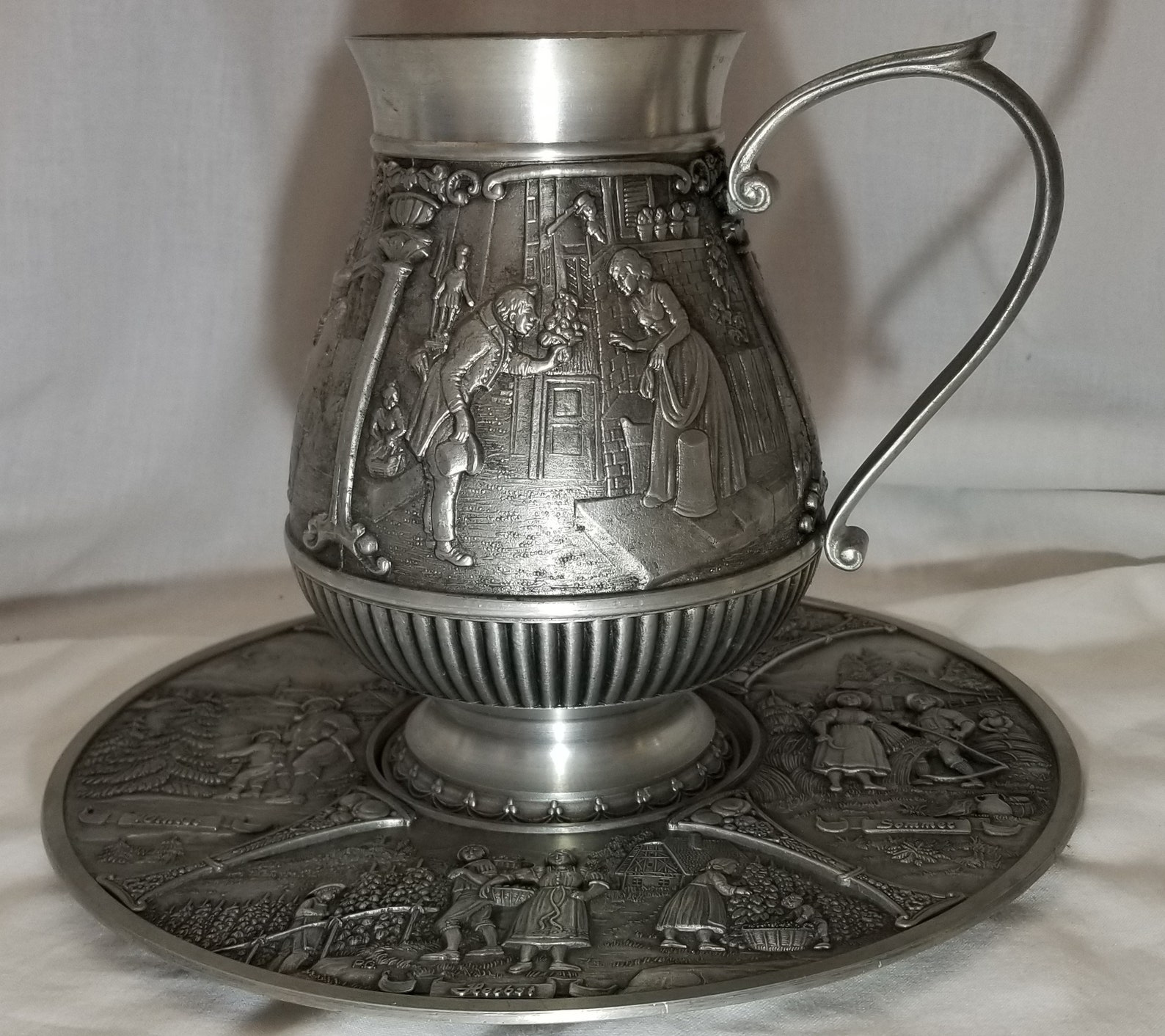 Vintage REIN ZINN Collectible Pewter Pitcher and 4 Seasons Etsy