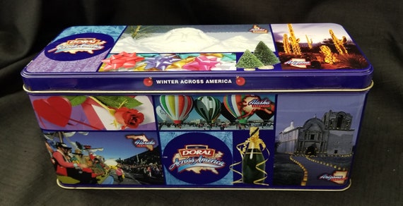 DORAL Across America Cigarette Tin - Winter Across America ~ Hinged ~ 10
