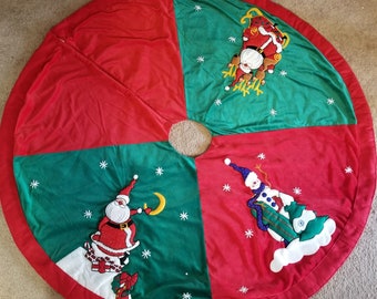 Handmade Vintage Applique Christmas Tree Skirt