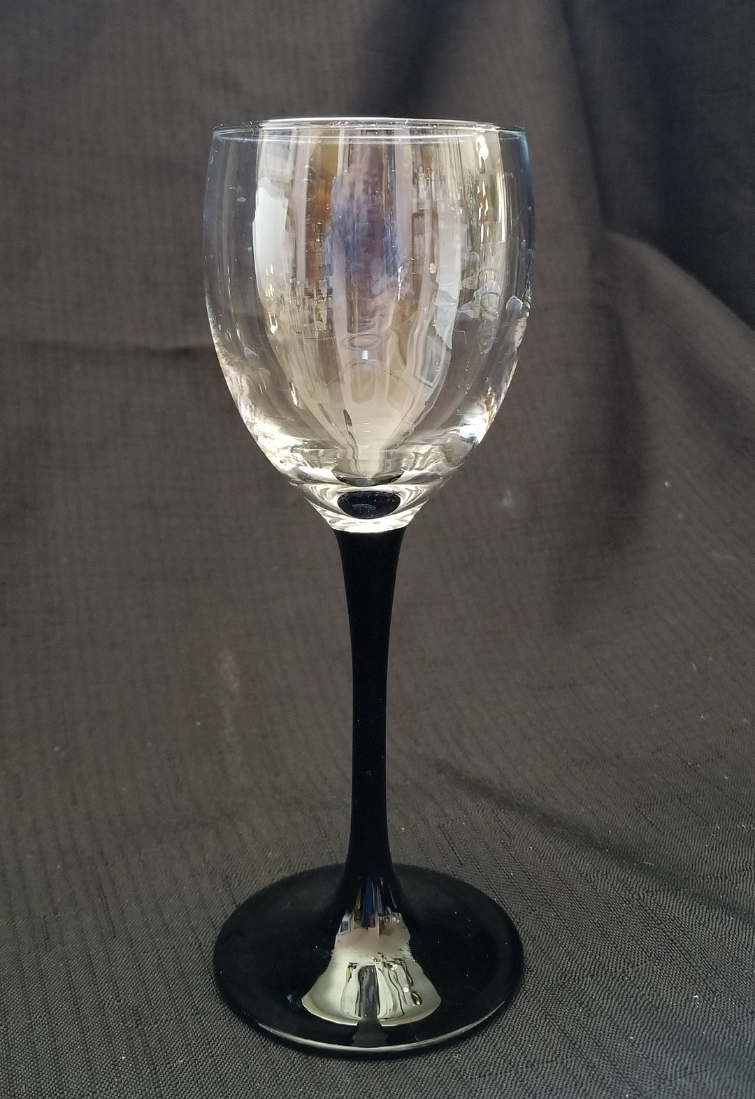 Vintage France Luminarc Black Stem Wine Glass 71/8 Tall Etsy