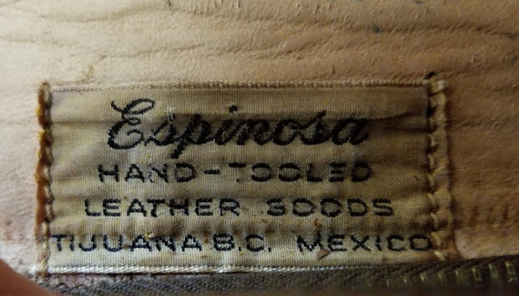 Vintage Mexican Hand Tooled Leather Purse ~10-1/2… - image 5