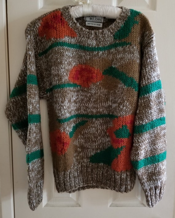 Vintage ANDREW ST JOHN Multi-Color Pull Over Crew… - image 1