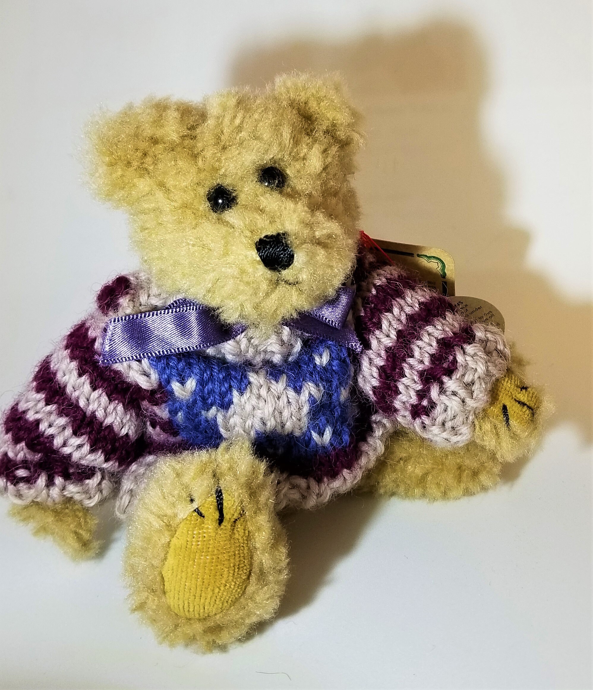 Boyds Plush Bear With Bulky Knit Striped Sweater 6 Excellent Condition