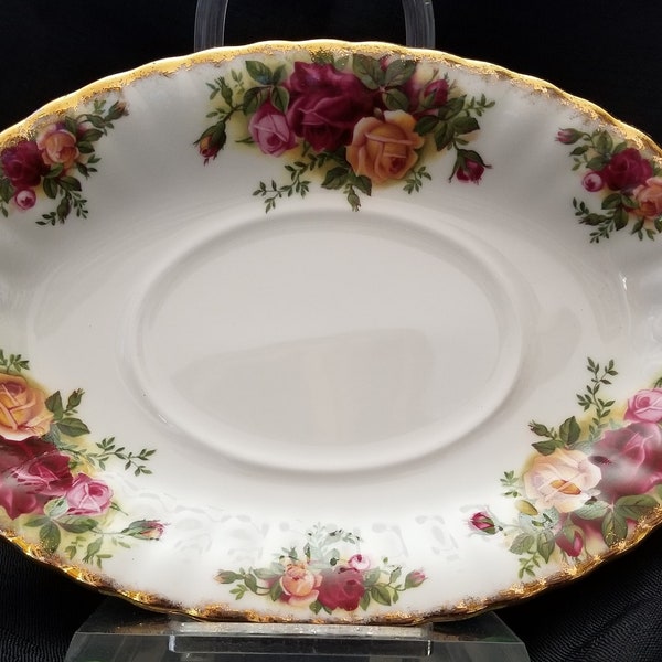 Royal Albert Old Country Roses Gravy Boat Underplate Dish ~ England