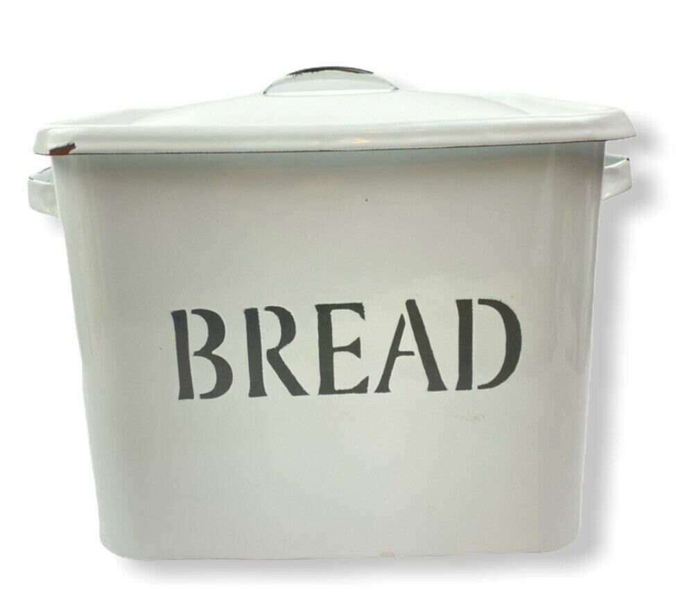 Heart & Home Metal Enamel Bread Box White Metal Bin Enamel Etsy