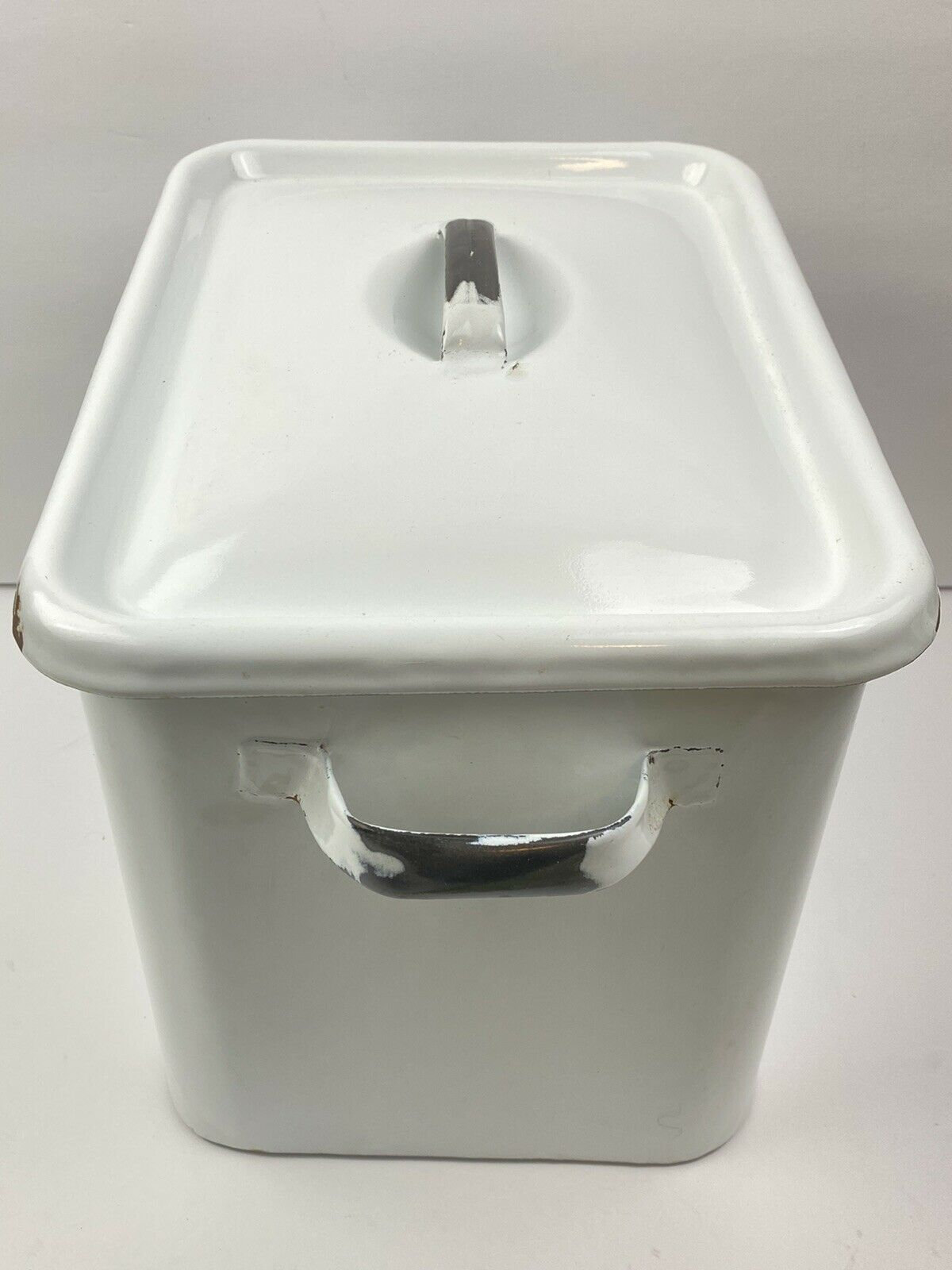 Heart & Home Metal Enamel Bread Box White Metal Bin Enamel Etsy