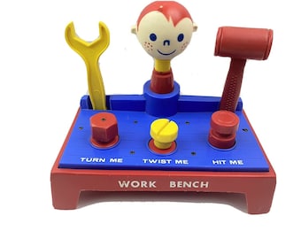 1962 Ideal Toys Work Bench Kids Play Turn Twist Hit Me Rare Collectible Complete