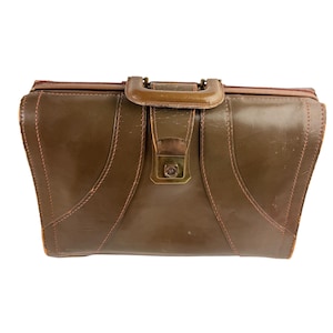 Vintage 1960s Cheney England Briefcase Attache carry case Doctor Government Bag Leather Executive Brown