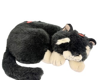 WMG 2005 Plush Cat Black White Tuxedo Breathing Purring Meowing Touch Sensor 12"