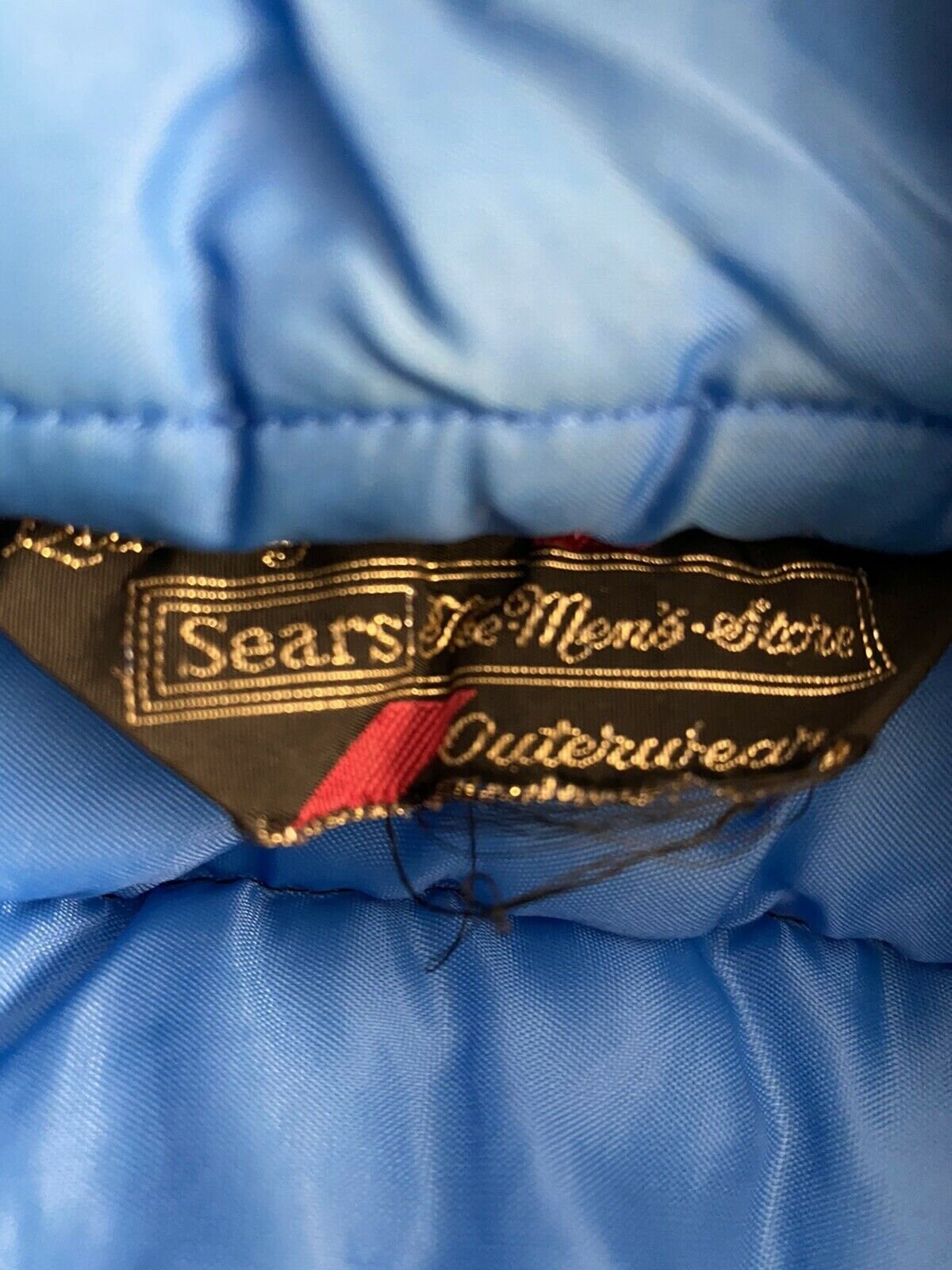 Sears The Mens Store Jacket L Tall Blue Puffer Hoodie Quilted | Etsy