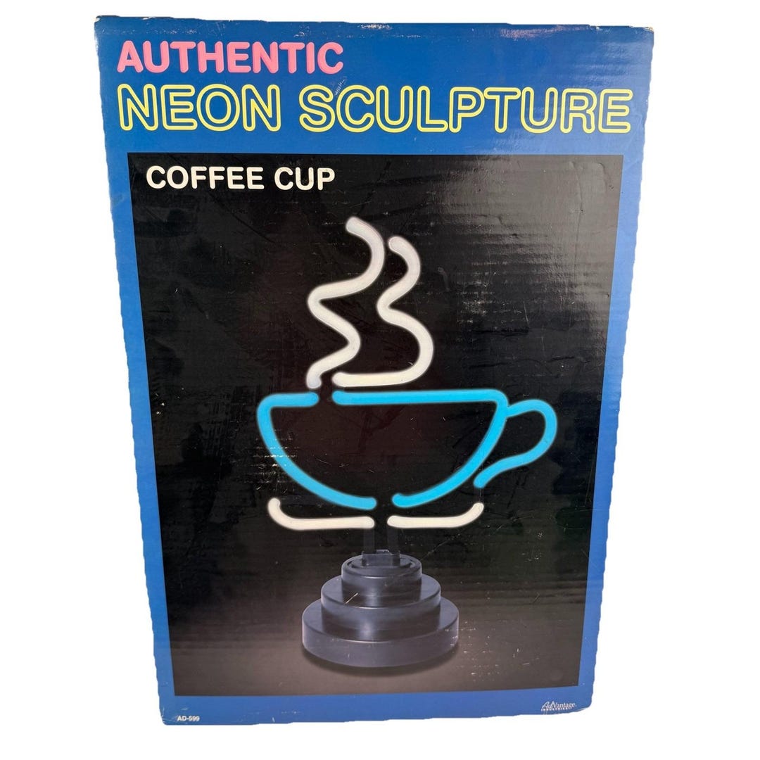 Vintage Coffee Mug Neon Sign Sculpture Hand Blown Glass Art Lamp Light ...