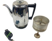 GE Percolator Coffee Maker General Electric Automatic P12 Coffee Pot Stainless 1950 s Vintage