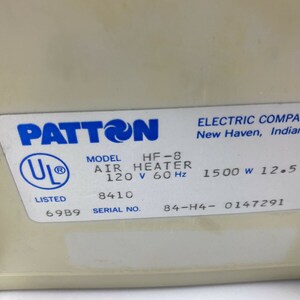 Vintage Patton Whole Room Heater Plus Fan Model HF 8 Cuts | Etsy