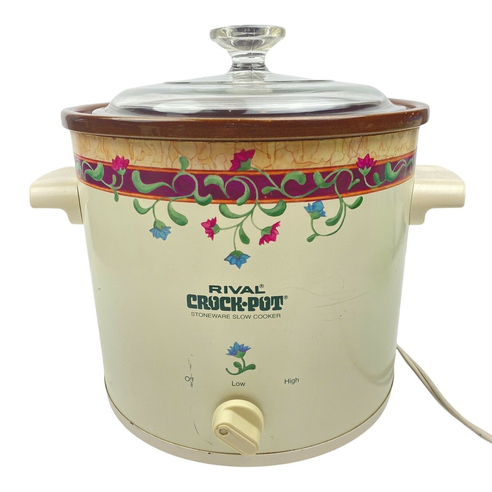 Vintage 2.5 Qt Rival Crockpot Stoneware Slow Cooker With plastic