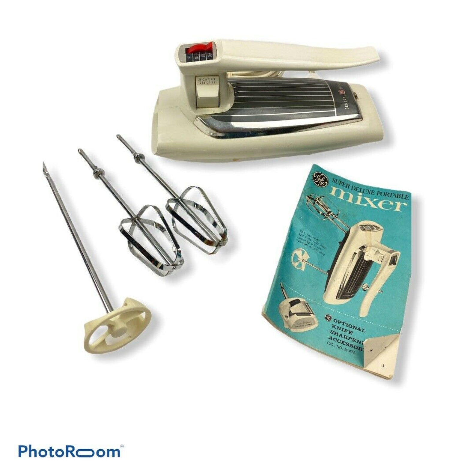 Vintage GE Hand Held Mixer 3 Speed 30M47 Super Deluxe Portable Etsy