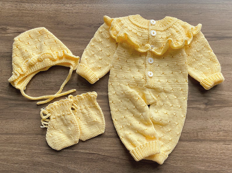 Tenue de retour à la maison pour nouveau-né, tenue de nouveau-né en tricot, tenue d'hôpital pour nouveau-né, tenue de bébé fille image 1