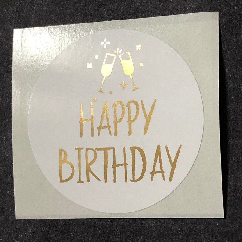 12 Foiled Gold Stickers Happy Birthday Stickers Party Bag Etsy UK
