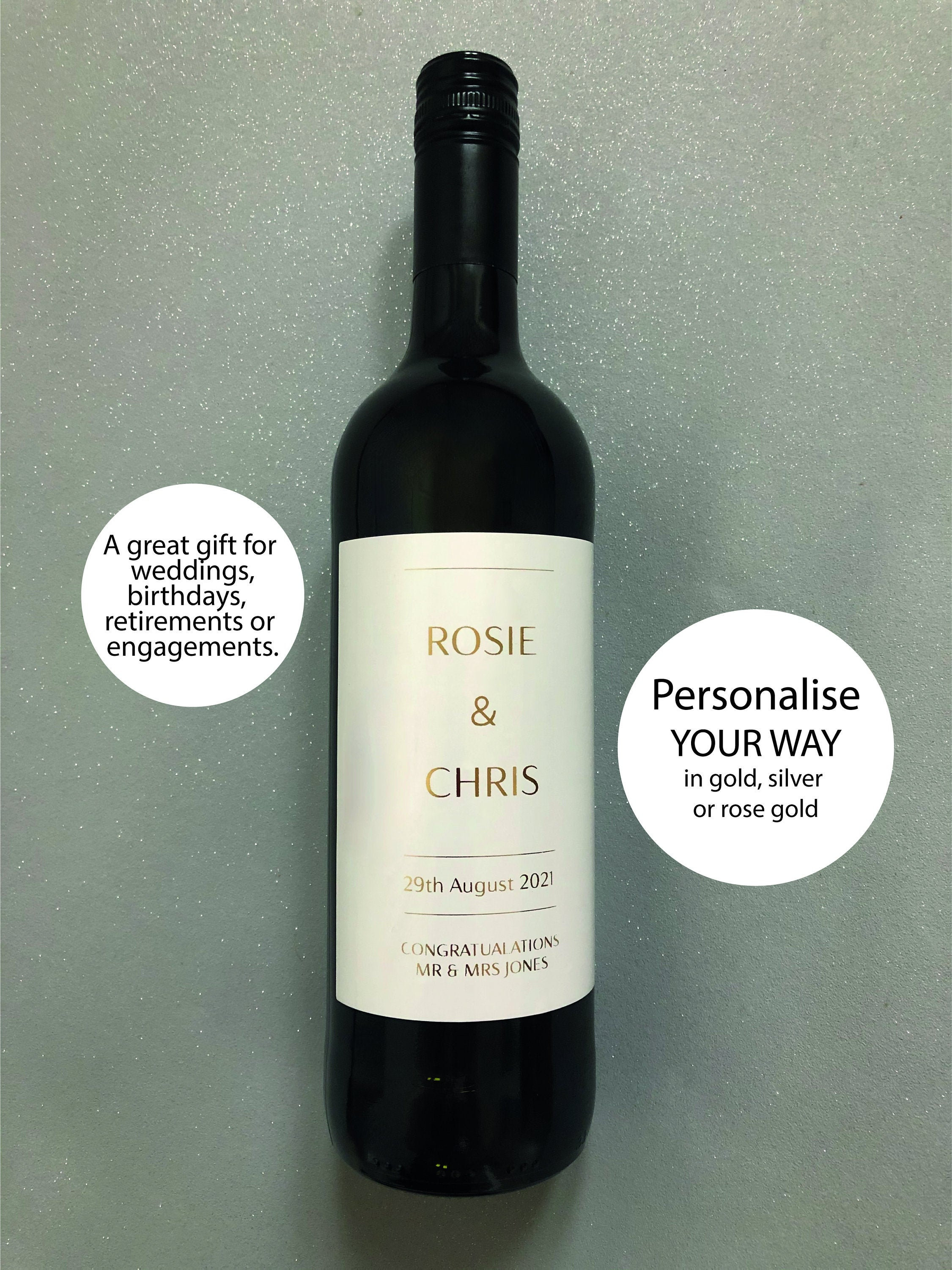 Personalised labels for weddings