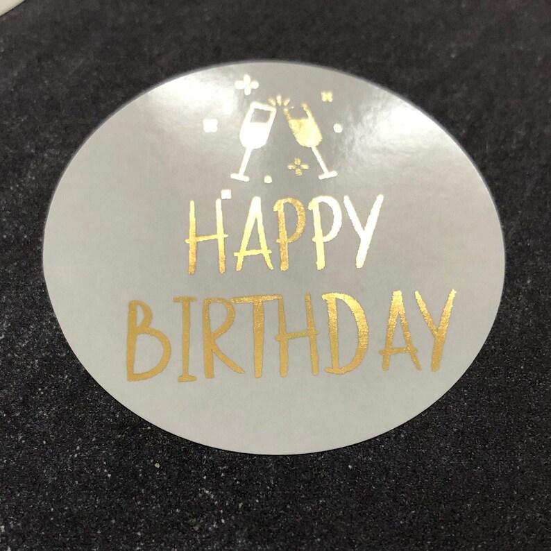 12 Foiled Gold Stickers Happy Birthday Stickers Party Bag Etsy UK