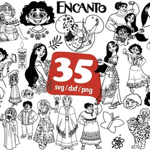 Encanto Outline svg, Encanto svg Bundle, Outline Cartoon svg, Encanto svg, Kids Birthday svg, Family Birthday, SVG/DXF/PNG instant Download