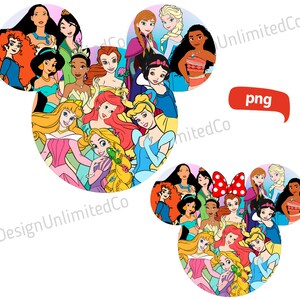 All Princess Png, Princess Cartoon Png, Princesses Png Bundle, Princesses Mouse Head  Png, Princess Png, Princesses Mouse Ears Png