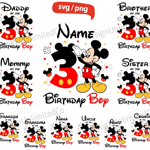 My 3rd Birthday Mouse Png Svg, My 3rd Birthday Boy Svg, My Third Birthday Mouse Svg, Mouse Birthday Boy Svg, Mouse Family Birthday Svg