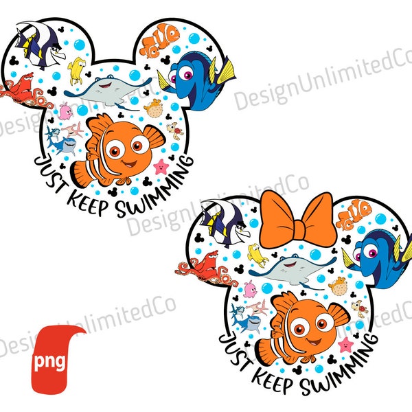 Just Keep Swimming Png, Ocean animals Png, Finding Png, Just keep Finding Png, Mouse Head Png, Family Vacation Png, Magical Kingdom Png