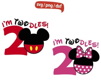 I'm Twodles svg, I'm Twodles Baby svg, Mouse Head svg, Mouse Birthday svg, Mouse svg, Mouse Ears Birthday svg Printable