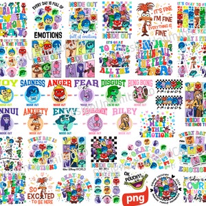 Bundle It's Okay To Feel All The Feels Png, Mental Health Matter Png, Cartoon Emotions Friends Shirt, Today I Feel Inside Png, BCBA ABA Png