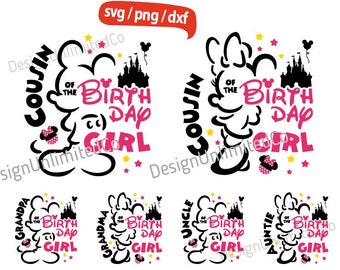 Cousin of The Birthday Girl svg, Mouse Girl Outline svg, Mouse Birthday svg, Birthday Girl Family svg, Mouse Girl Outline svg, Birthday svg