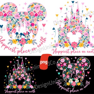 Flower and Garden Festival Png, Mouse Head Floral Png, Magical Castle Floral Png, Family Trip Png, Magical Kingdom, Happiest Place Earth Png